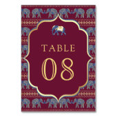 Bourgondië en gouden olifant Indiase bruiloft Kaart (Achterkant)