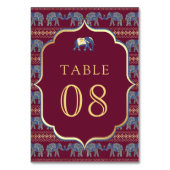 Bourgondië en gouden olifant Indiase bruiloft Kaart (Voorkant)