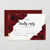 Bourgondië en gouden Roos Wedding Response Kaart (Voorkant / Achterkant)