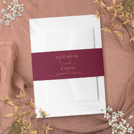 Bourgondië en gouden script hart bruiloft uitnodigingen wikkel