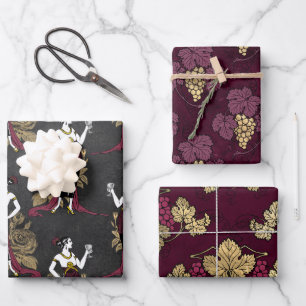 Bourgondië en gouden vintage Paris wijn thema Inpakpapier Vel