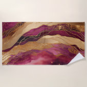 Bourgondië en Gouden Waterverf Abstract Landschap Strandlaken (Voorkant)