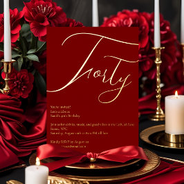 Bourgondië en goudfolie 40e verjaardag uitnodiging