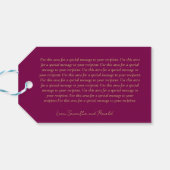 Bourgondië en goudfolie kalligrafie bruiloft cadeaulabel (Achterkant Horizontaal)