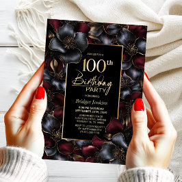 Bourgondië en Grijze Bloemen 100ste Verjaardagsfee Kaart
