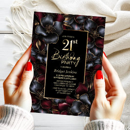 Bourgondië en Grijze Bloemen 21ste Verjaardagsfees Kaart