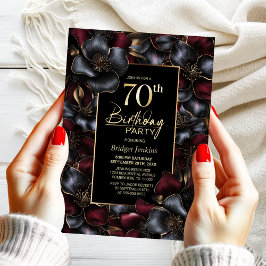 Bourgondië en Grijze Bloemen 70ste Verjaardagsfees Kaart