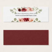 Bourgondië en groen bloemenbruiloft website mini visitekaartjes (Voorkant /achterkant)