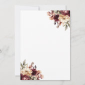 Bourgondië en Ivoor Bloemen Bruiloft Kaart (Achterkant)