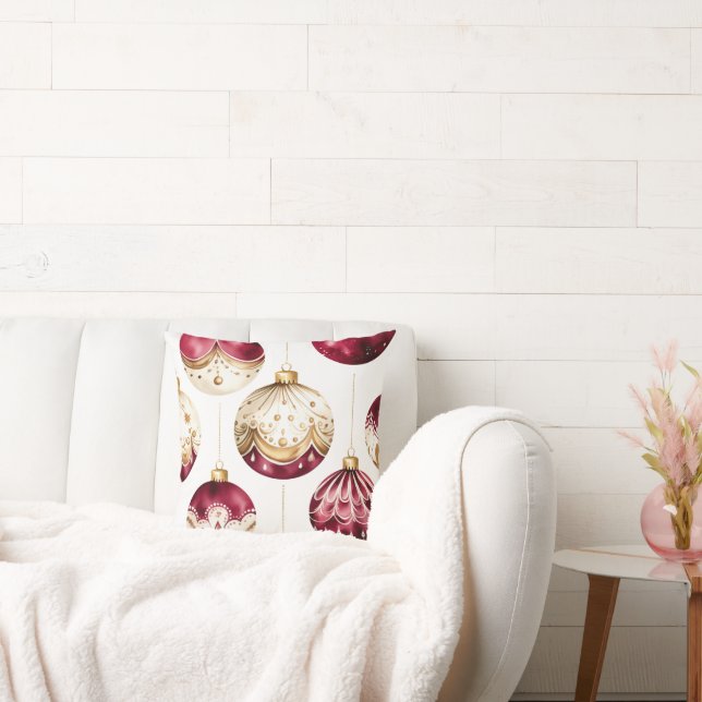 Bourgondië en Ivoor en gouden kerstversieringen Kussen (Bank)