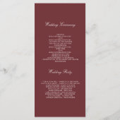 Bourgondië en Ivoor Floral bruiloft programma's (Achterkant)