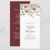 Bourgondië en Ivoor Floral bruiloft programma's (Voorkant / Achterkant)