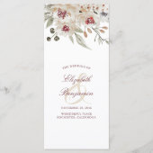 Bourgondië en Ivoor Floral bruiloft programma's (Voorkant)