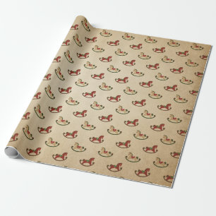 Bourgondië en Kraft Retro Kerstmis Cadeaupapier