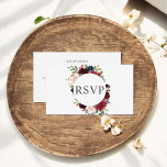 Bourgondië en marine blauw bloemenbruiloft RSVP Informatiekaartje<br><div class="desc">Bruiloft RSVP kaart beschikt over elegante bordeaux en marineblauwe bloemen op geometrisch lijst.</div>