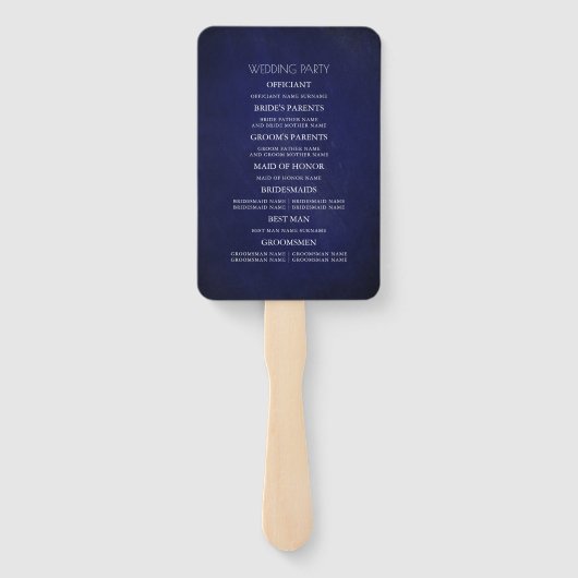 Bourgondië en marine blauw Floral bruiloft program Handwaaier (Achterkant)