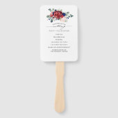 Bourgondië en marine blauw Floral bruiloft program Handwaaier (Voorkant)