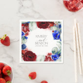 Bourgondië en marine blauw Floral bruiloft Servet (Insitu)