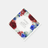 Bourgondië en marine blauw Floral bruiloft Servet (Hoek)