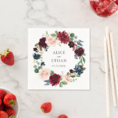 Bourgondië en marine blauwe bloemen bruiloft servet (Insitu)