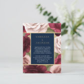 Bourgondië en marine blauwe bruiloft uitnodiging (Staand voorkant)