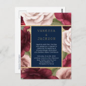 Bourgondië en marine blauwe bruiloft uitnodiging (Voorkant / Achterkant)