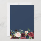 Bourgondië en marine, blush rozen bruiloft kaart (Achterkant)