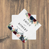 Bourgondië en marine bruiloft servet