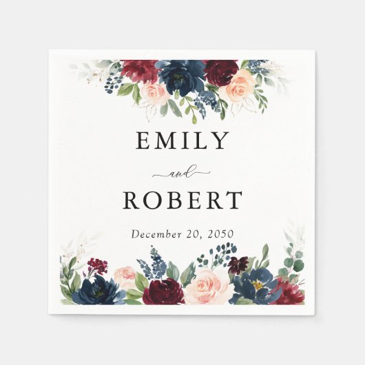 Bourgondië en marine bruiloft servet (Voorkant)