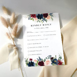 Bourgondië en marine huwelijksceremonie RSVP-kaart RSVP Kaartje