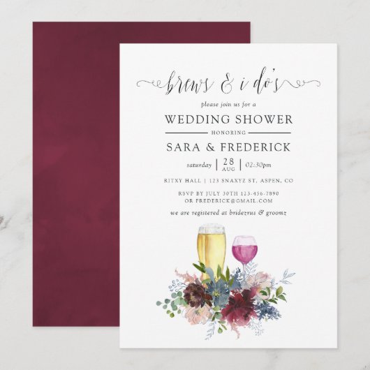 Bourgondië en marineblauwe bloemige 'Brew Before T Kaart (Voorkant / Achterkant)