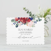 Bourgondië en Navy Blue Floral Wees mijn bruidsmei Kaart (Staand voorkant)