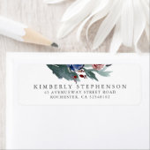 Bourgondië en Navy Blue Waterverf Flowers Bruiloft Etiket (Insitu)