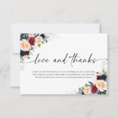 Bourgondië en Navy bruiloft Dank u kaarten (Voorkant)