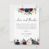 Bourgondië en Navy bruiloft Dank u kaarten (Voorkant)