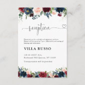 Bourgondië en Navy bruiloft receptie Kaart (Voorkant)