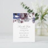 Bourgondië en Navy Floral Save the Date Aankondigingskaart (Staand voorkant)