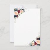 Bourgondië en Navy Floral Wedding RSVP Kaart (Achterkant)