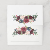 Bourgondië en Navy Waterverf Floral Plaatskaartje (Buitenkant ongevouwen)