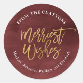 Bourgondië en nepfolie meest vrolijke cadeaukaarts ronde sticker (Voorkant)