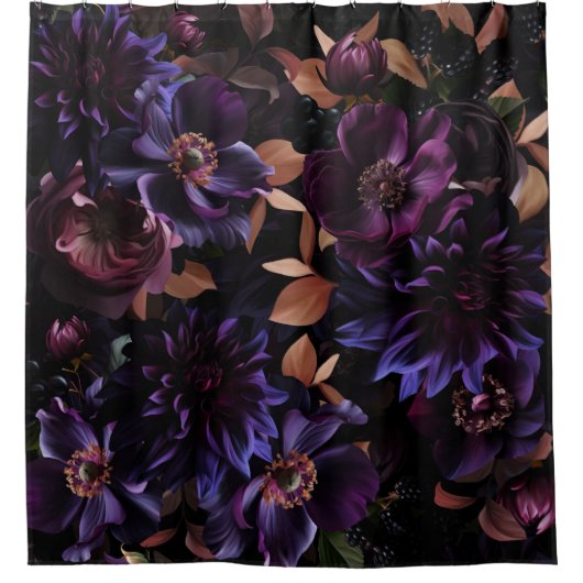 Bourgondië en Paarse Gotische Midnight Garden Douchegordijn (Voorkant)