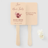 Bourgondië en perzik liefde nooit mislukt handwaaier (Voorkant en achterkant)