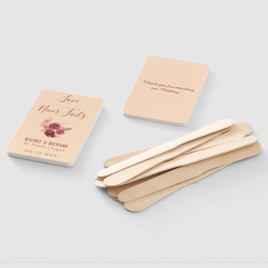 Bourgondië en perzik liefde nooit mislukt handwaaier (Niet-gemonteerd)