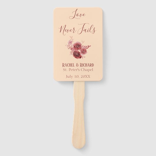 Bourgondië en perzik liefde nooit mislukt handwaaier (Voorkant)