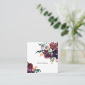 Bourgondië en Plum Waterverf Floral Vierkante Visitekaartje (Staand voorkant)