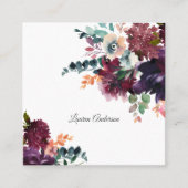 Bourgondië en Plum Waterverf Floral Vierkante Visitekaartje (Voorkant)
