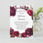 Bourgondië en Red Rose Wreath Bachelorette Party Kaart (Staand voorkant)