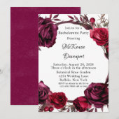 Bourgondië en Red Rose Wreath Bachelorette Party Kaart (Voorkant / Achterkant)