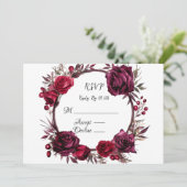 Bourgondië en Red Rose Wreath RSVP-kaarten Kaart (Staand voorkant)