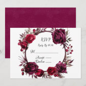 Bourgondië en Red Rose Wreath RSVP-kaarten Kaart (Voorkant / Achterkant)